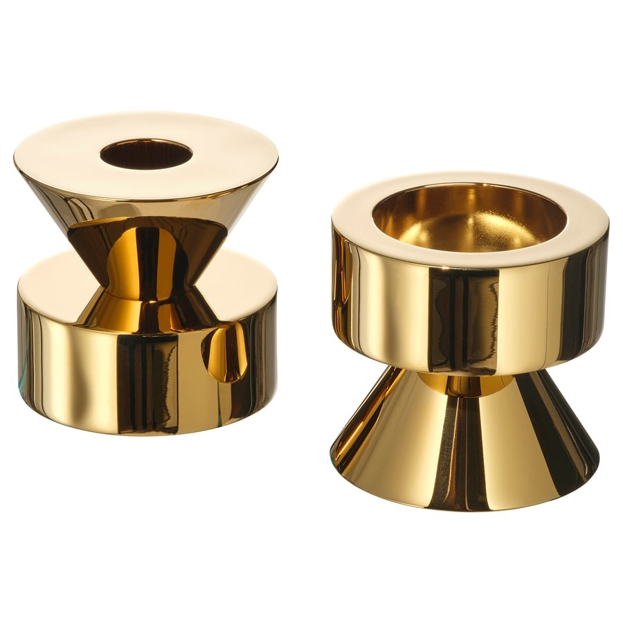 STOCKHOLM 2025 Candlestick/tealight holder, brass-colour, 6 cm