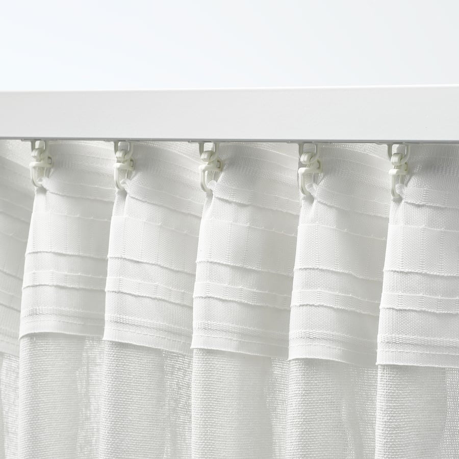 STOCKHOLM 2025 Sheer curtain, 1 piece, off-white/with heading tape, 300x250 cm
