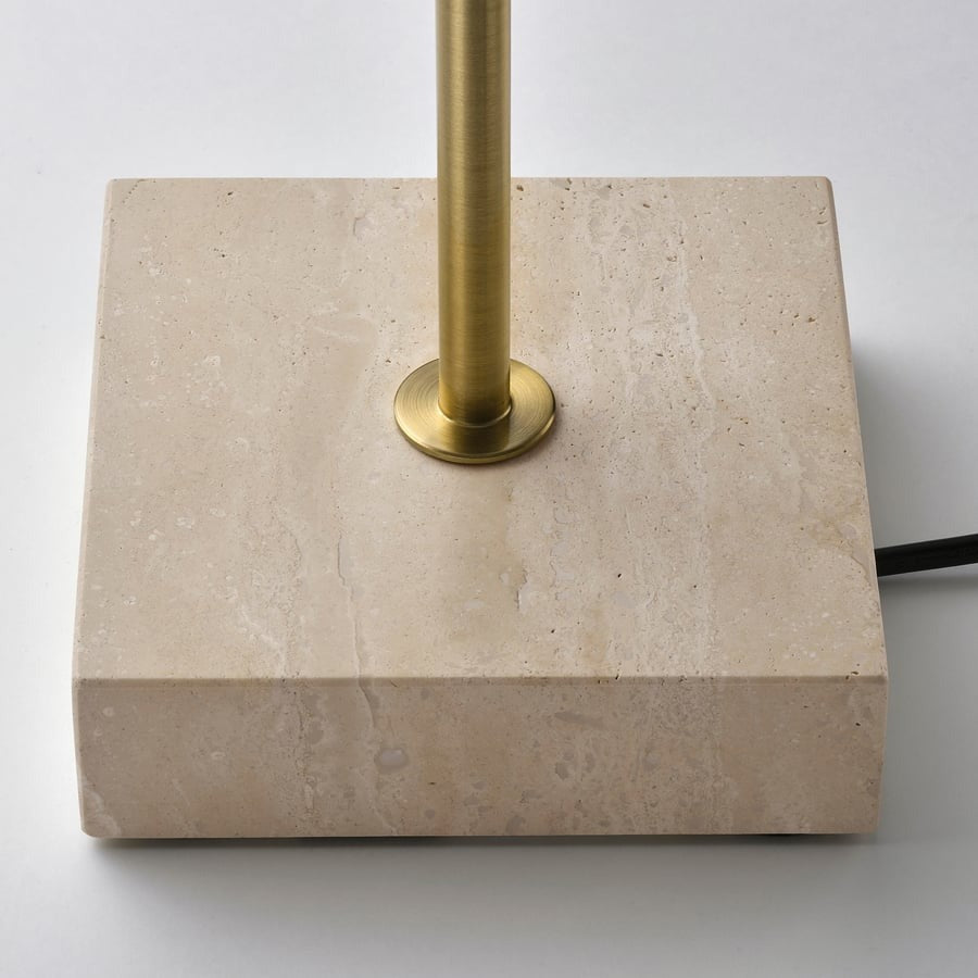 STOCKHOLM 2025 Table lamp, white textile/brass-plated, 65 cm