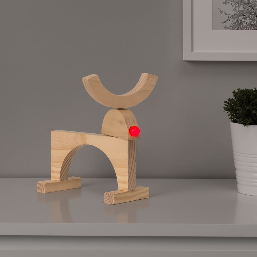 STRÅLA LED table decoration, battery-operated/reindeer