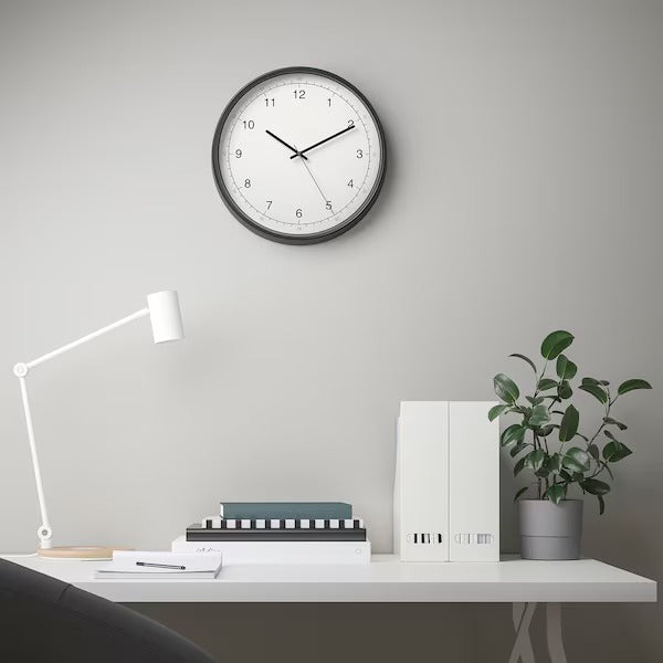 TAGGAD Wall clock, white/grey, 38 cm