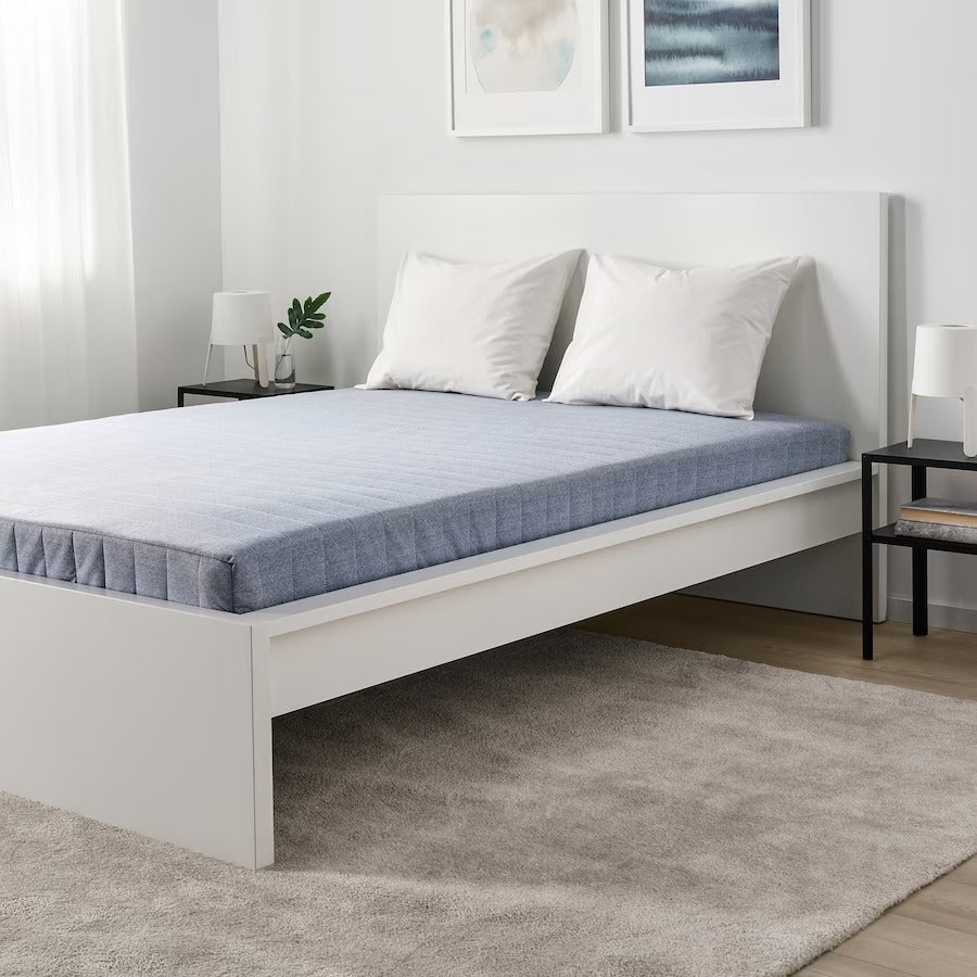 VADSÖ Sprung mattress, extra firm/light blue, 150x200 cm