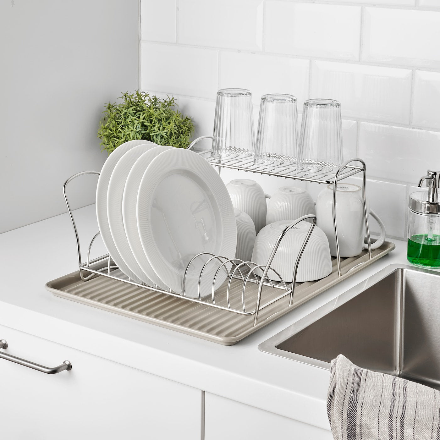 VÄLVÅRDAD Dish drying rack, stainless steel, 12x32 cm
