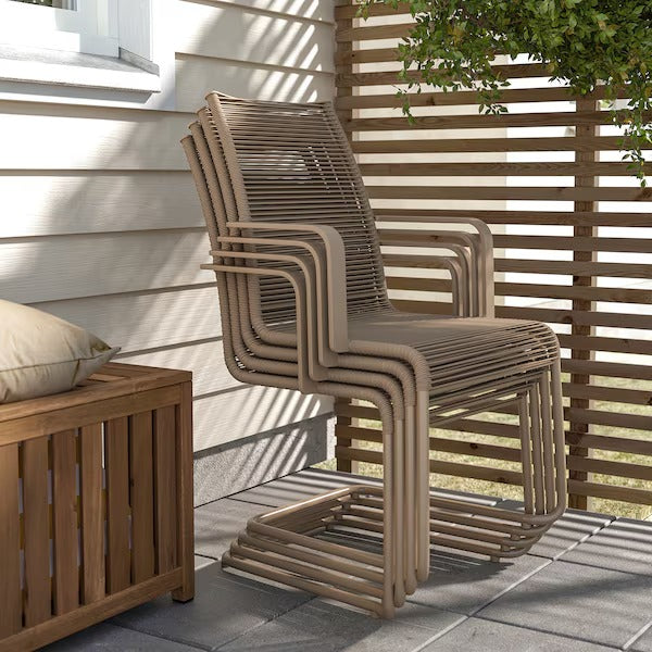 VÄSMAN Chair with armrests, outdoor, brown