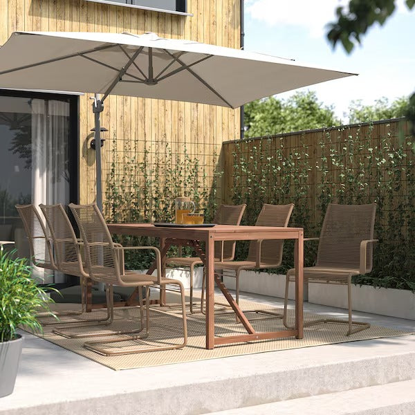 VÄSMAN Chair with armrests, outdoor, brown