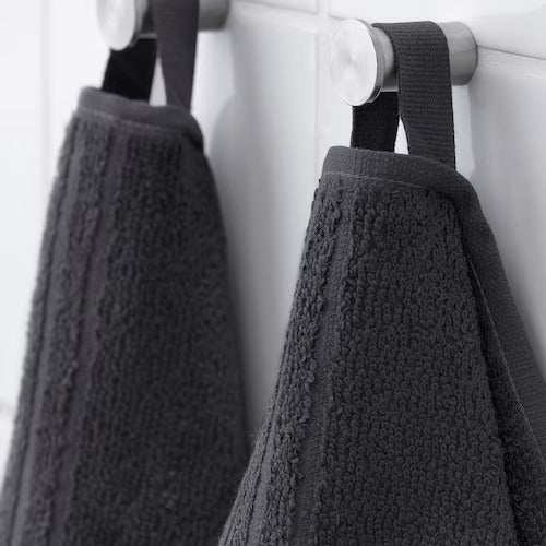 VÅGSJÖN Hand towel, dark grey, 40x70 cm