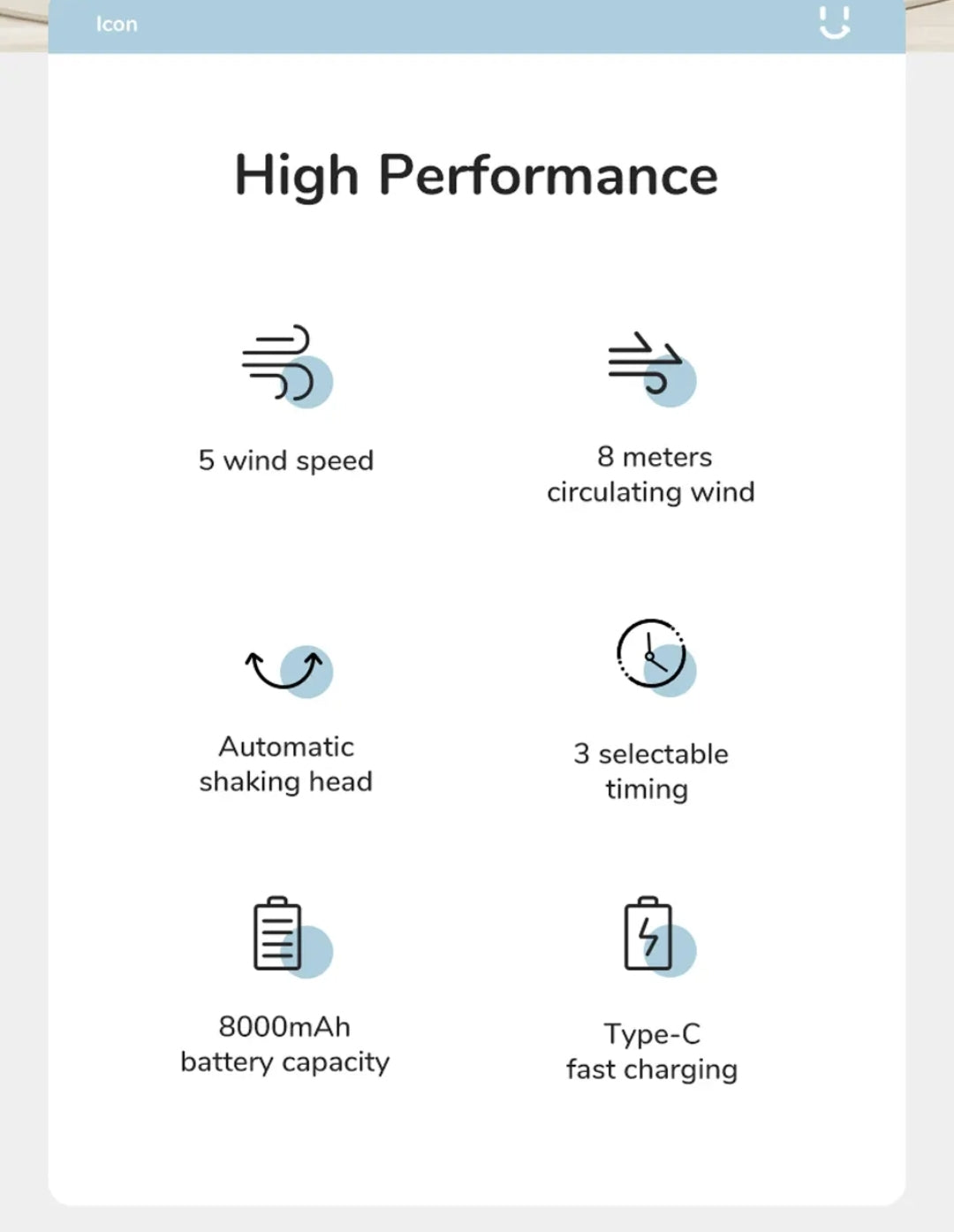 JISULIFE Table Fan life7 , 8000 mAh , white
