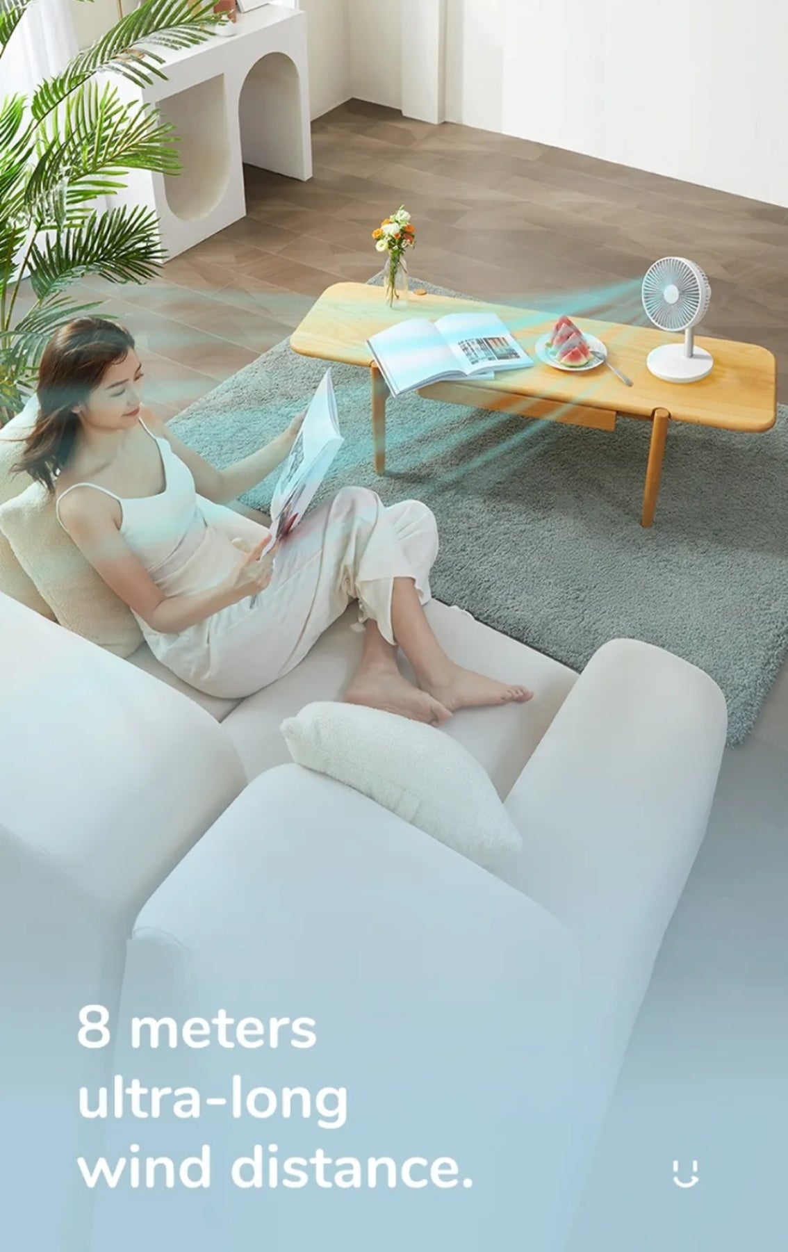 JISULIFE Table Fan life7 , 8000 mAh , white