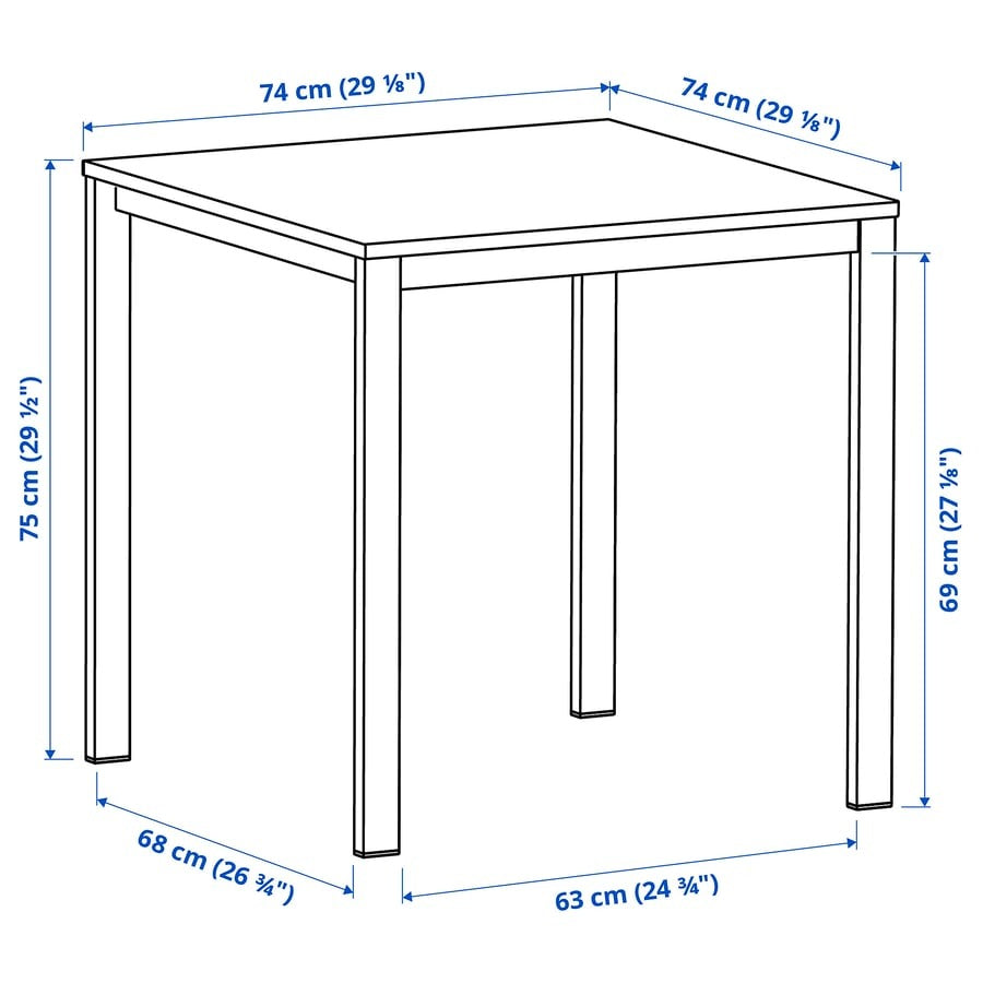 VIHALS Table, white/white, 74x74 cm