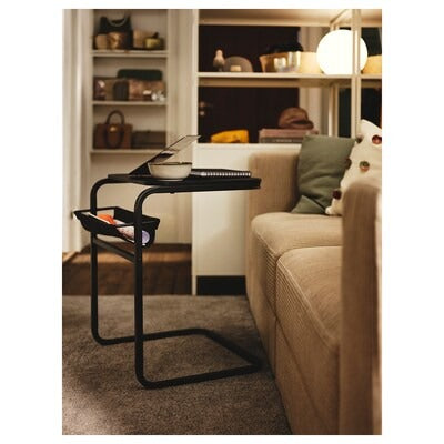 OLSERÖD Side table, anthracite/birch effect dark, 53x50 cm