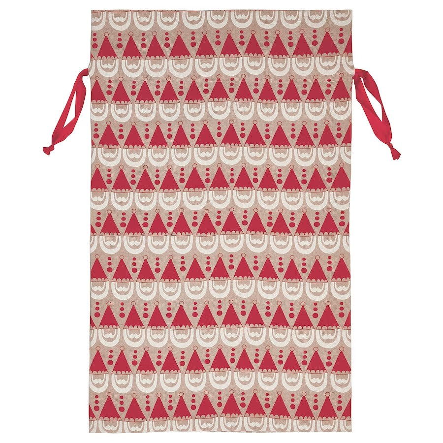 VINTERFINT Sack with string, Santa Claus pattern brown/red, 90x56 cm