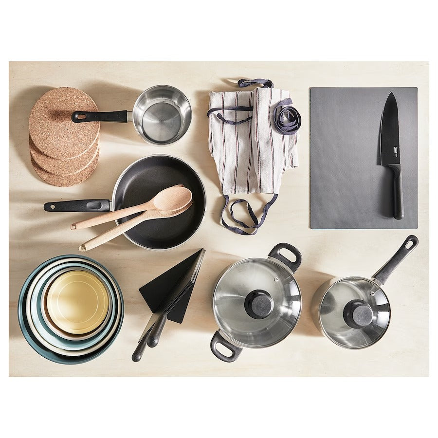 ANNONS 5-piece cookware set, glass/stainless steel