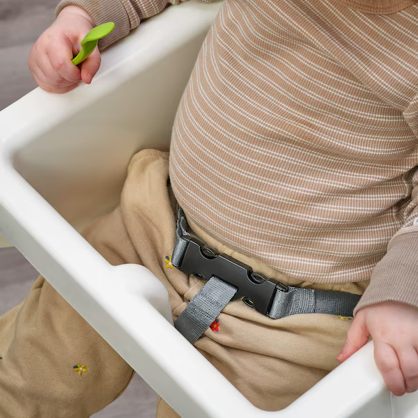 ANTILOP Highchair with safety belt, white/silver-colour