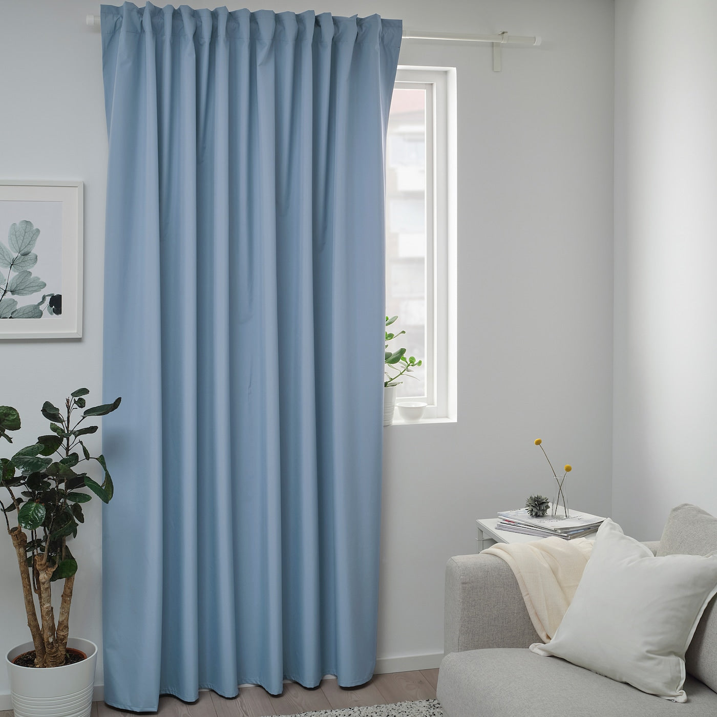 BENGTA Block-out curtain, 1 length, blue, 210x250 cm