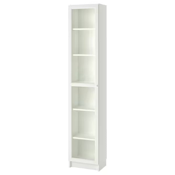 BILLY / OXBERG Bookcase with glass door, white/glass, 40x30x202 cm