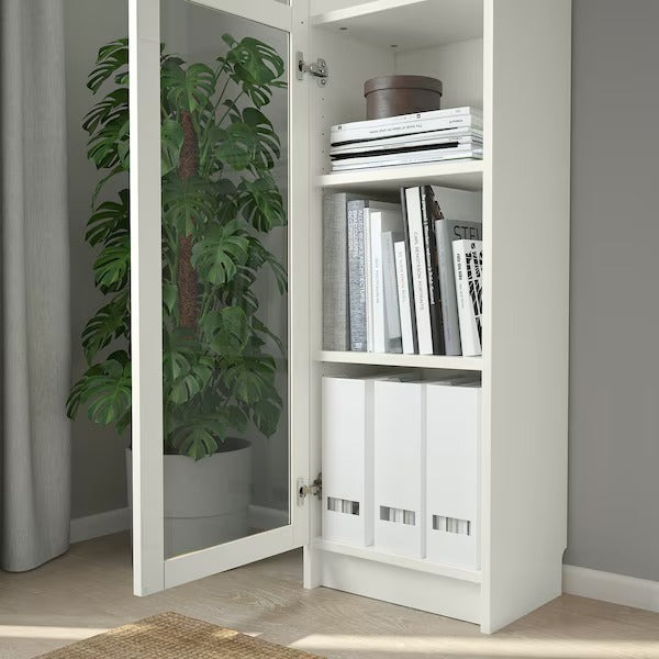 BILLY / OXBERG Bookcase with glass door, white/glass, 40x30x202 cm