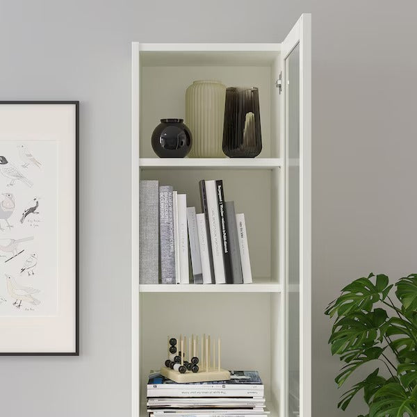 BILLY / OXBERG Bookcase with glass door, white/glass, 40x30x202 cm