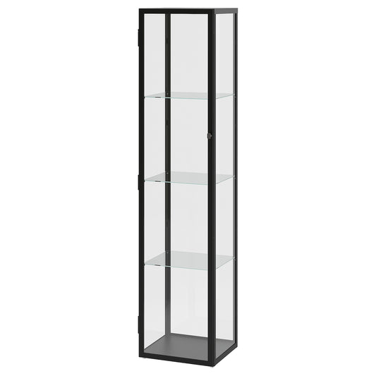 BLÅLIDEN Glass-door cabinet, black, 35x32x151 cm