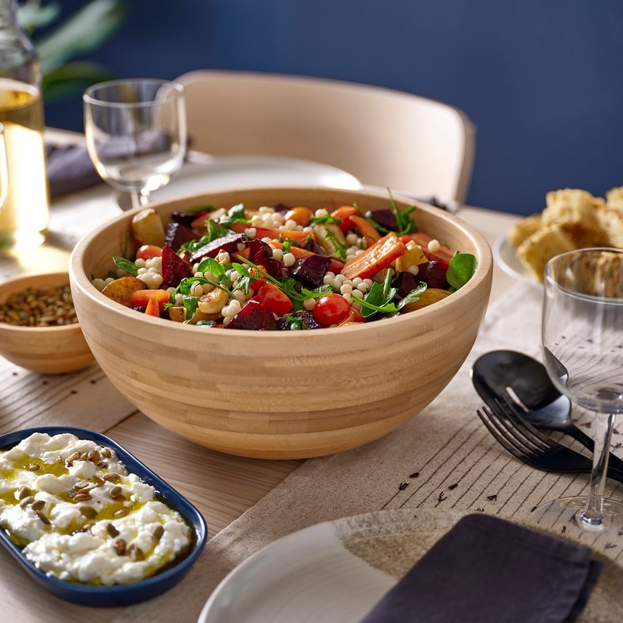 BLANDA MATT Serving bowl, bamboo, 28 cm