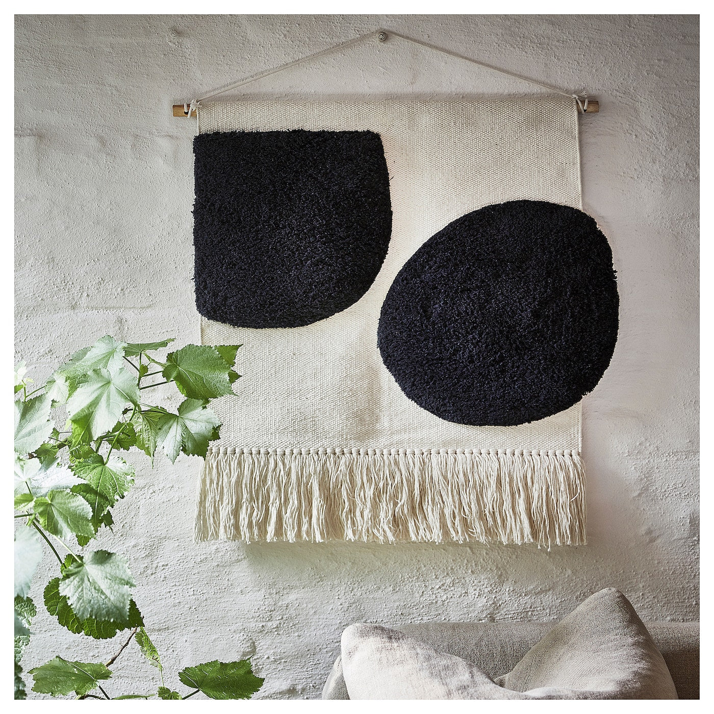 BLANDSKOG Hanging tapestry, beige/black, 70x70 cm