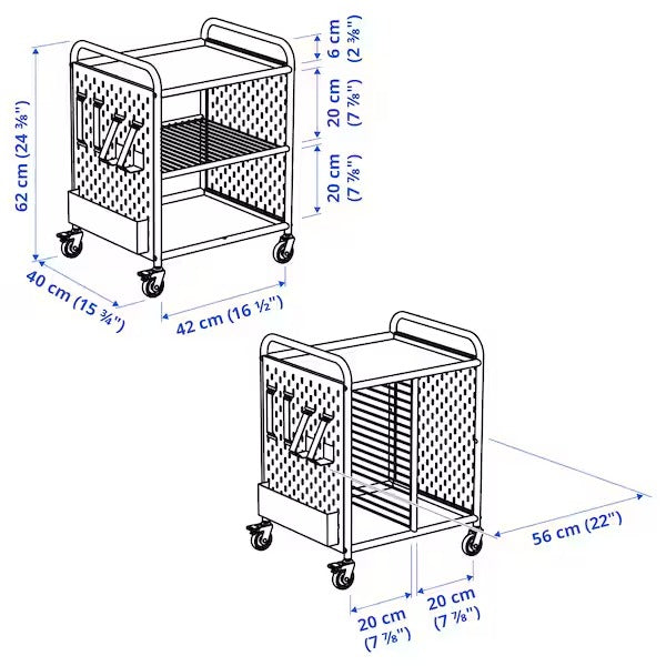 New BRÄNNBOLL Shelving unit on castors, white, 56x62 cm