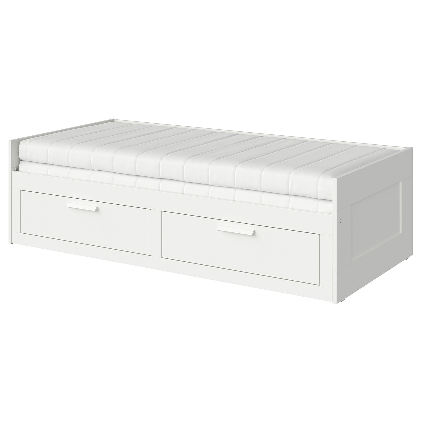 BRIMNES Day-bed w 2 drawers/2 mattresses, white/Vannareid extra firm, 80x200 cm