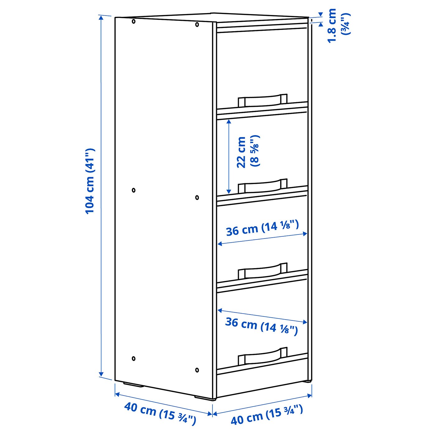 BRUKSVARA Storage unit with 4 boxes, brown/dark grey, 40x104 cm