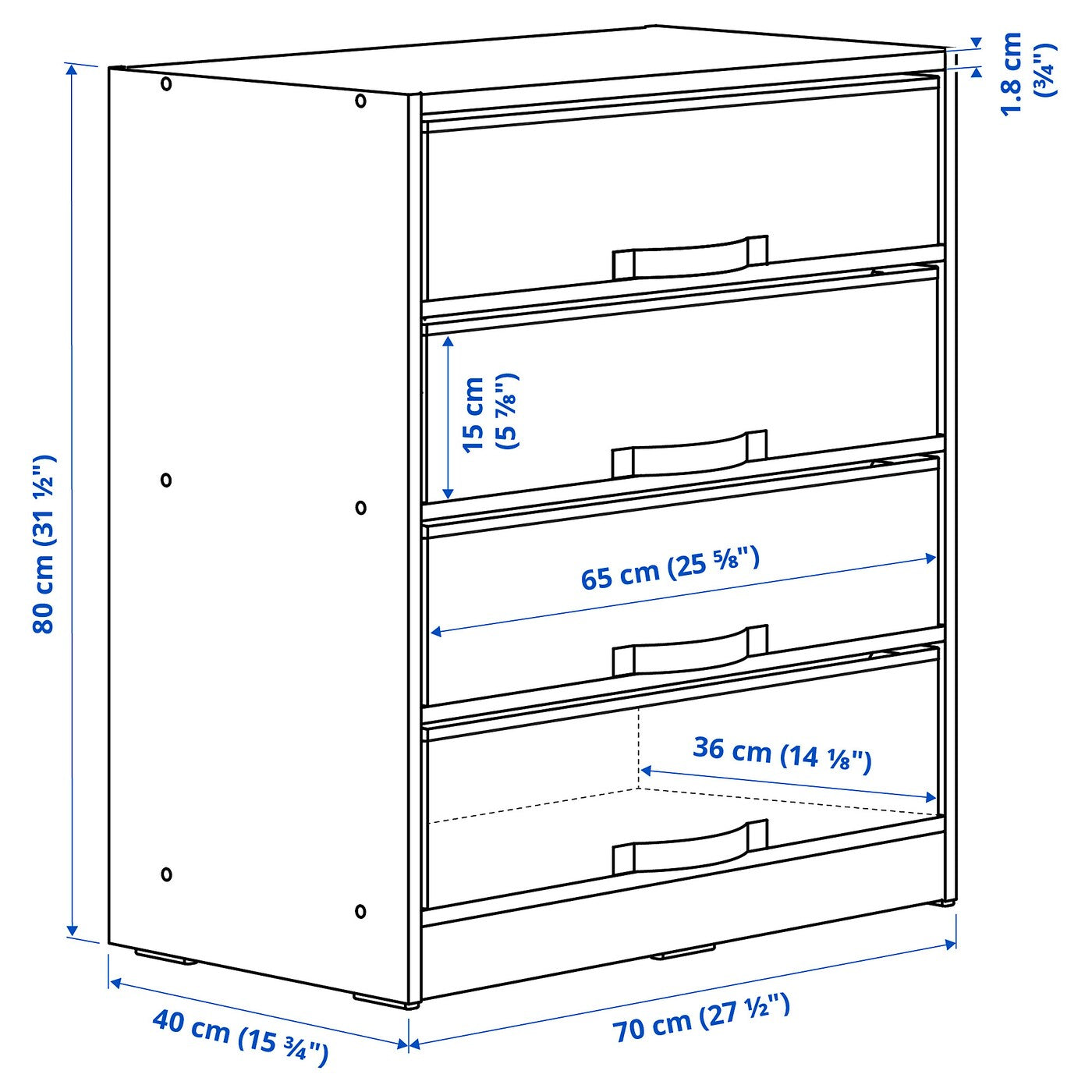 BRUKSVARA Storage unit with 4 boxes, brown/dark grey, 70x80 cm