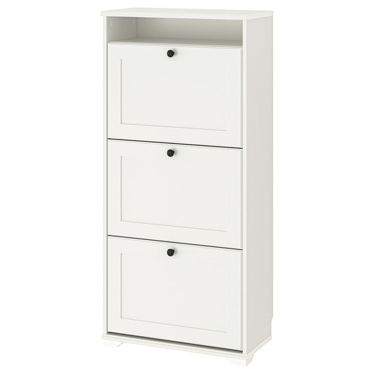 BRUSALI Shoe cabinet with 3 compartments, white, 61x30x130 cm