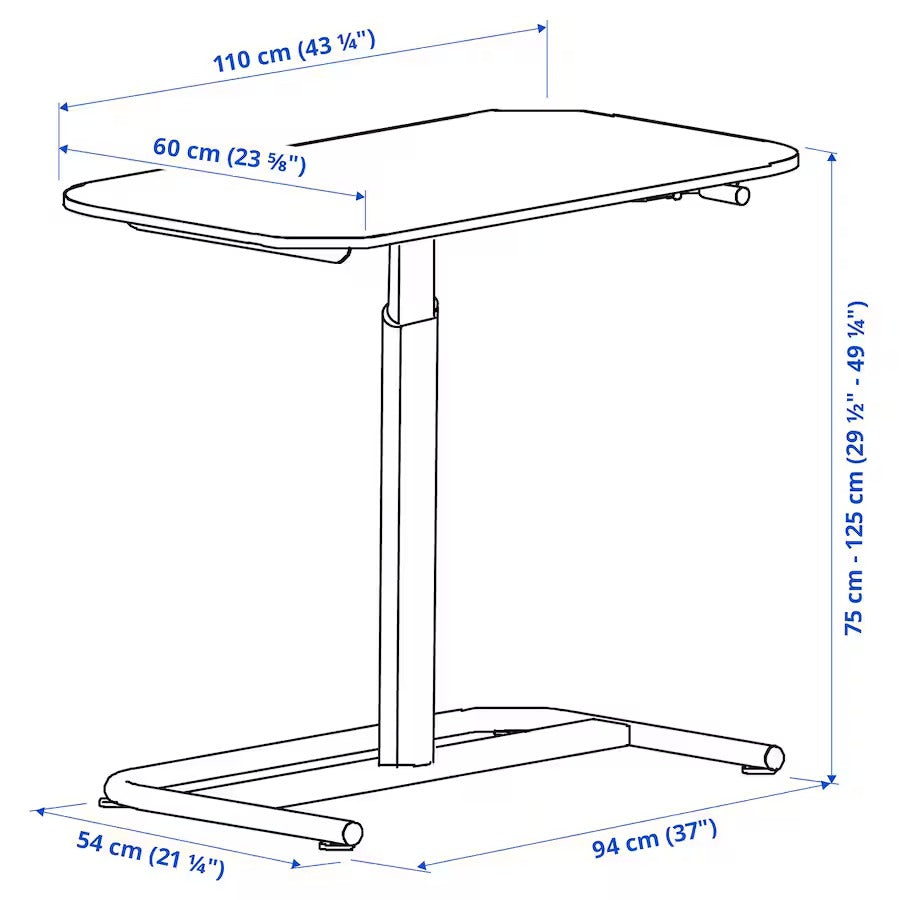 SEGRARE Desk sit/stand, dark grey, 110x60 cm