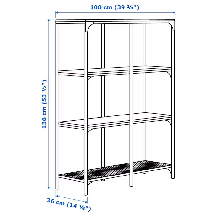 FJÄLLBO Shelving unit, black, 100x136 cm