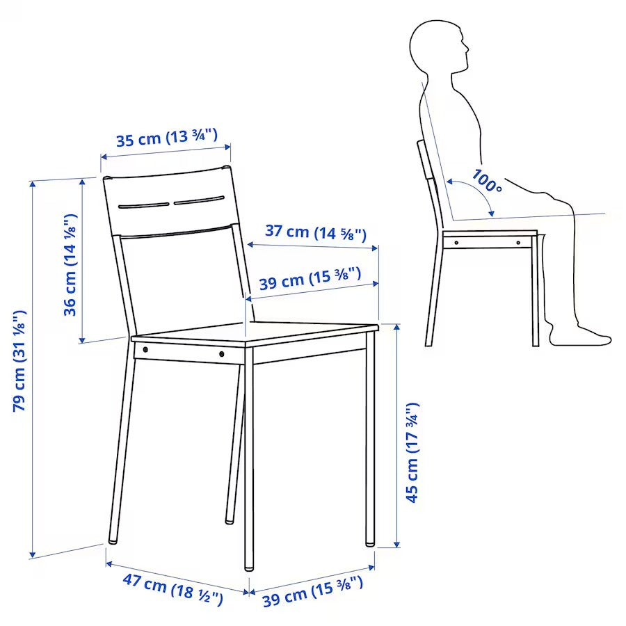 SANDSBERG / SANDSBERG Table and 2 chairs, black/black, 67x67 cm