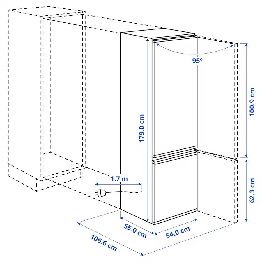 SUPERKALL Fridge/freezer, No Frost/white integrated, 180/68 l