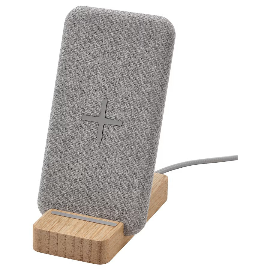 NORDMÄRKE Wireless charging stand, bamboo