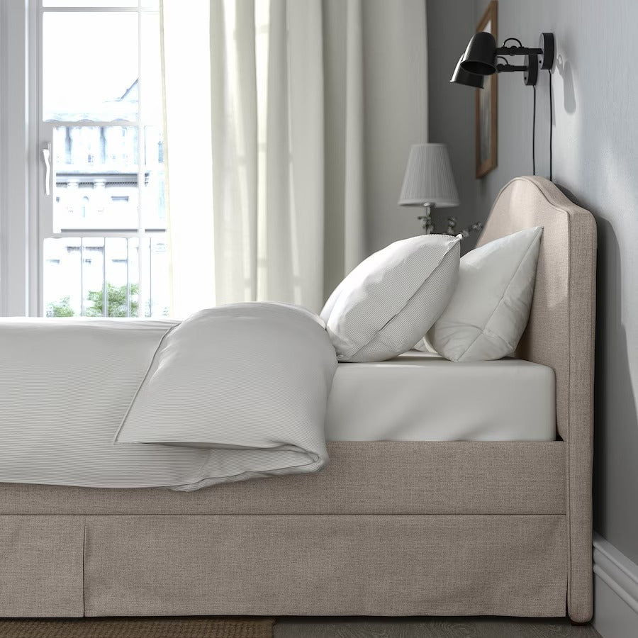 RAMNEFJÄLL Cover bed frame, Kilanda light beige, 180x200 cm