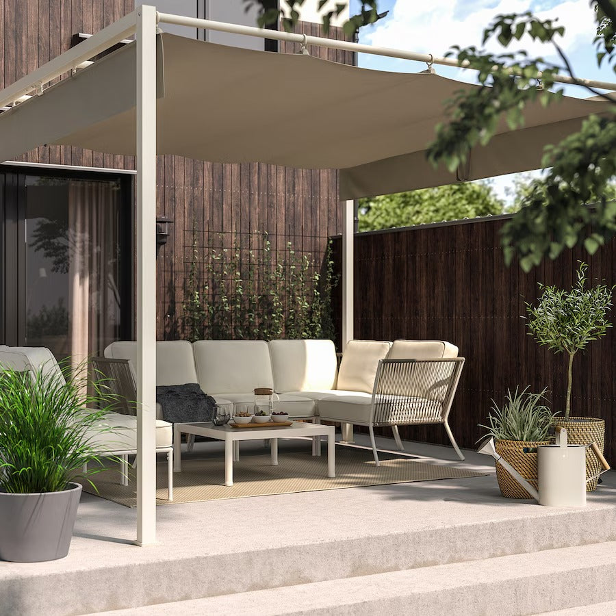 HAMMARÖN Pergola, grey-beige/dark grey-beige, 300x300 cm