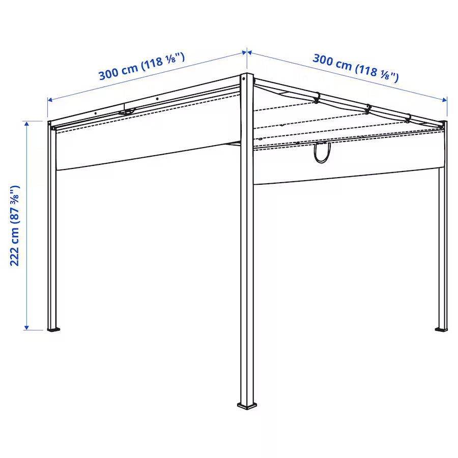 HAMMARÖN Pergola, grey-beige/dark grey-beige, 300x300 cm