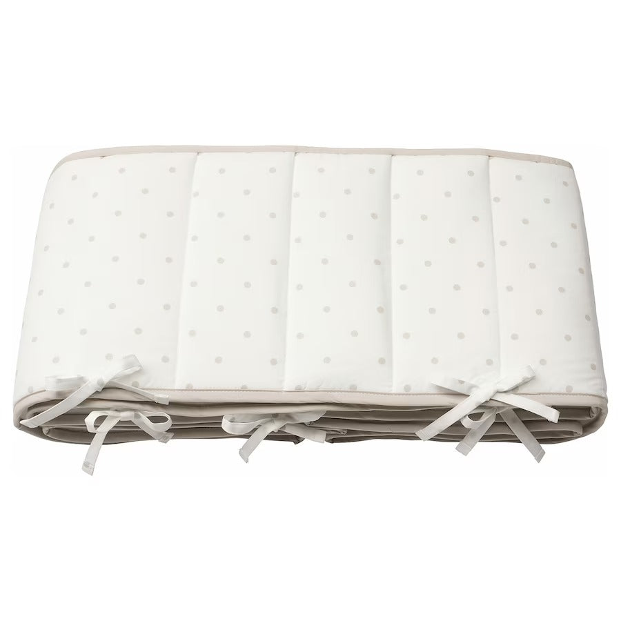 LENAST Bumper pad, dotted/white grey, 60x120 cm