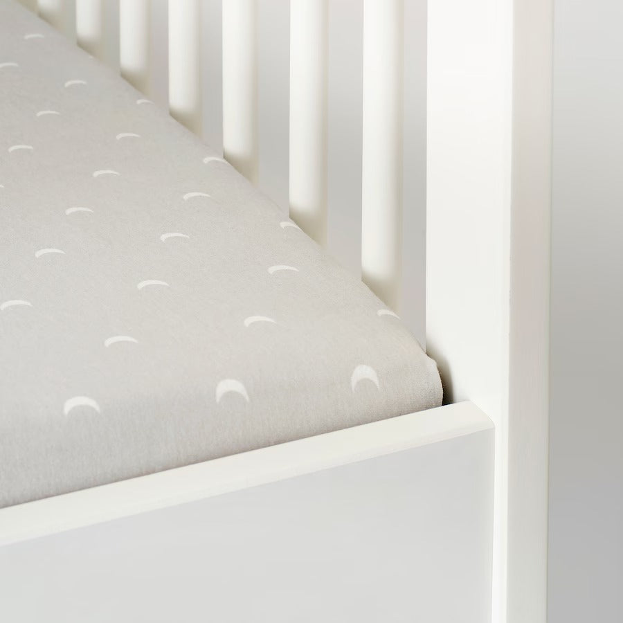 LENAST Fitted sheet for cot, dotted/moon, 60x120 cm