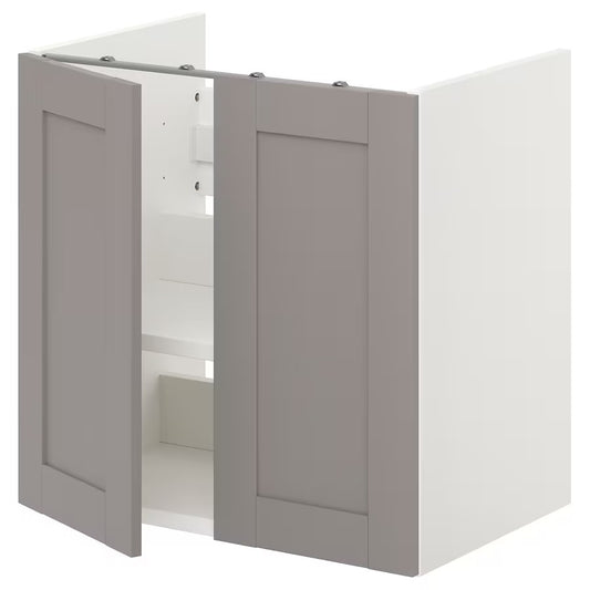 ENHET Bs cb f wb w shlf/doors, white/grey frame, 60x42x60 cm