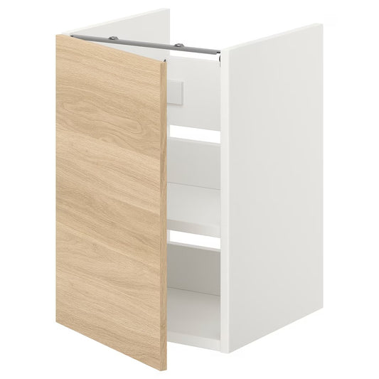 ENHET Bs cb f wb w shlf/door, white/oak effect, 40x42x60 cm