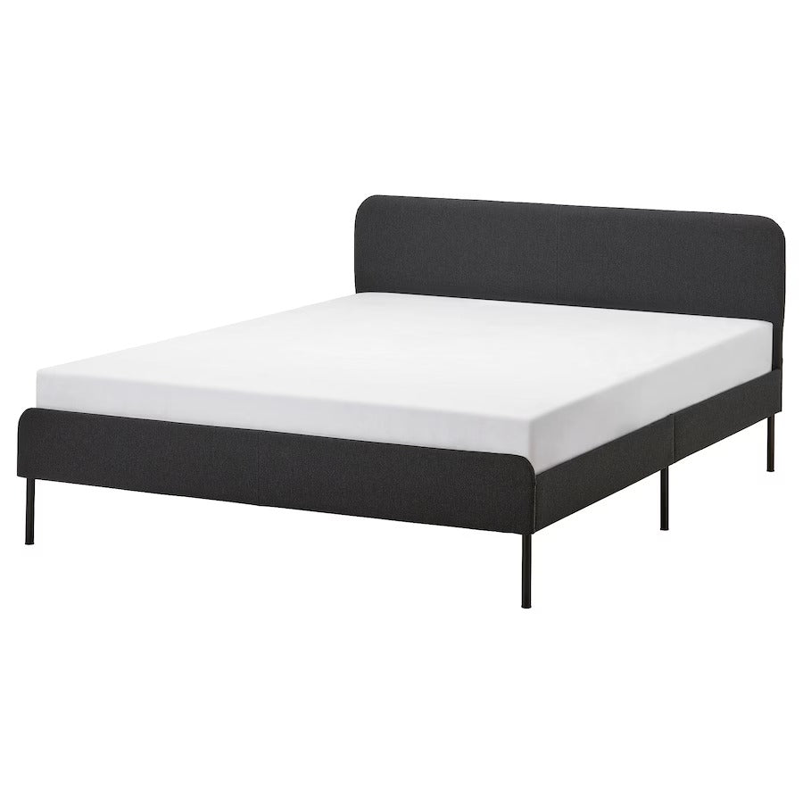 SLATTUM Upholstered bed frame, Vissle dark grey, 180x200 cm