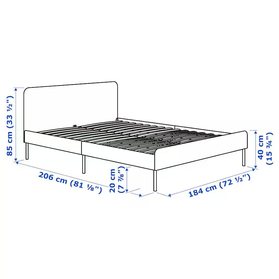 SLATTUM Upholstered bed frame, Vissle dark grey, 180x200 cm