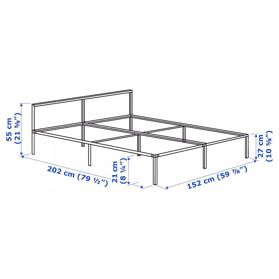 GRIMSBU Bed frame, grey, 150x200 cm