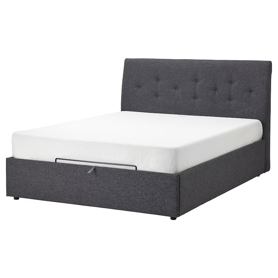 IDANÄS Upholstered ottoman bed, Gunnared dark grey, 180x200 cm