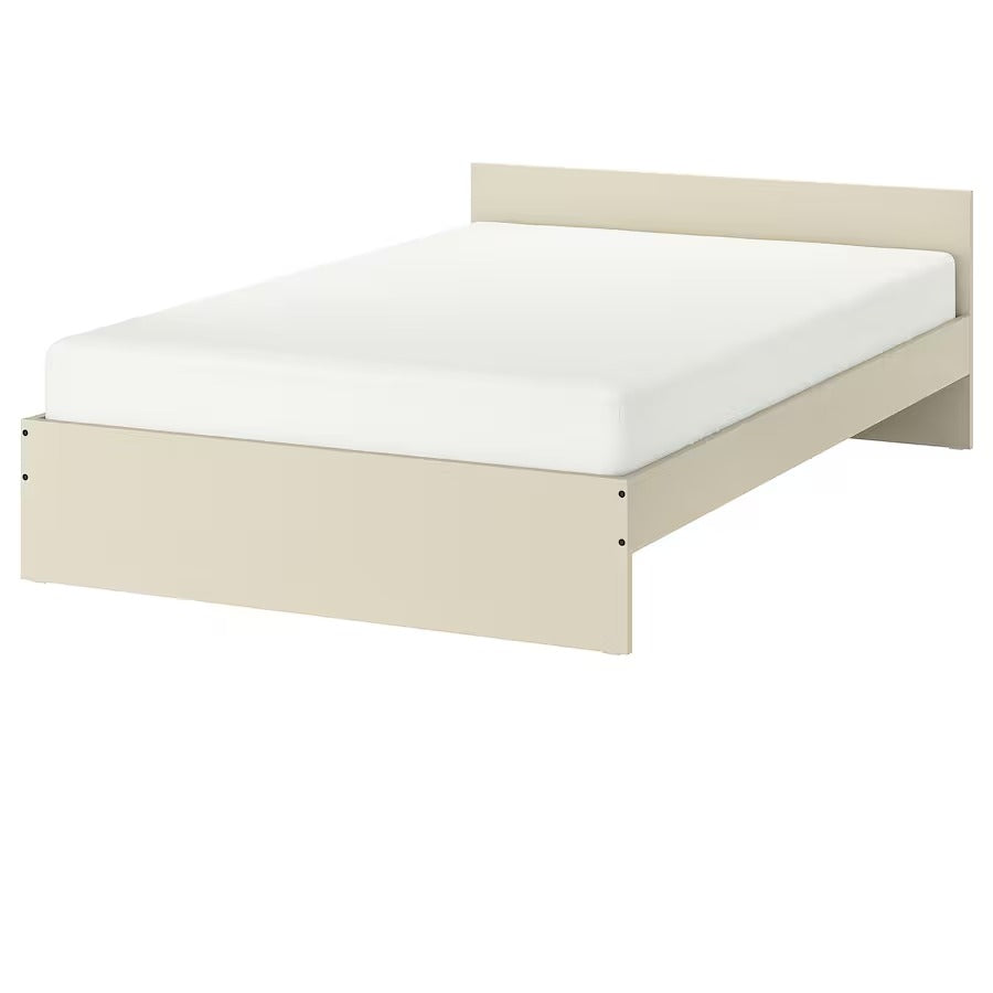 GURSKEN Bed frame with headboard, light beige/Luröy, 150x200 cm