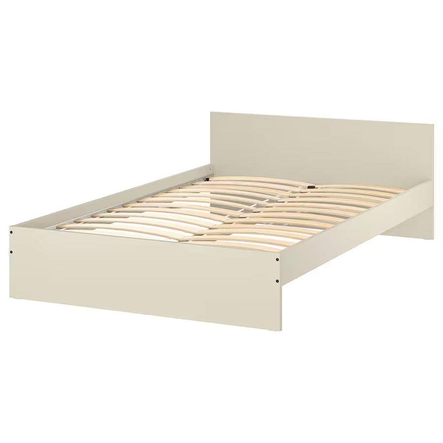 GURSKEN Bed frame with headboard, light beige/Luröy, 150x200 cm