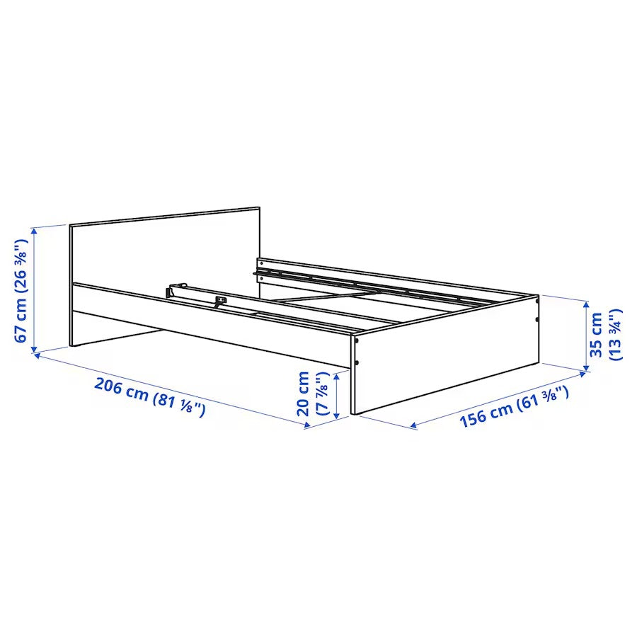 GURSKEN Bed frame with headboard, light beige/Luröy, 150x200 cm