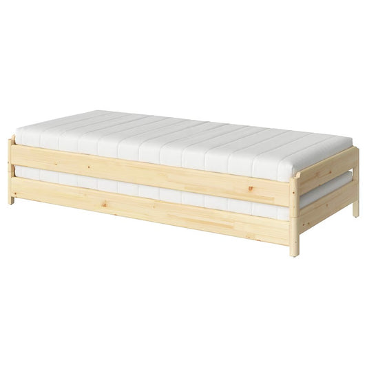 UTÅKER Stackable bed with 2 mattresses, pine/Åfjäll firm, 80x200 cm