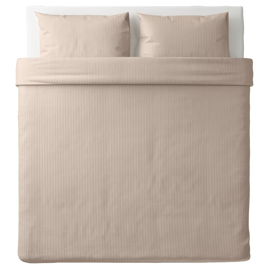 NATTJASMIN Duvet cover and 2 pillowcases, light beige, 240x220/50x80 cm